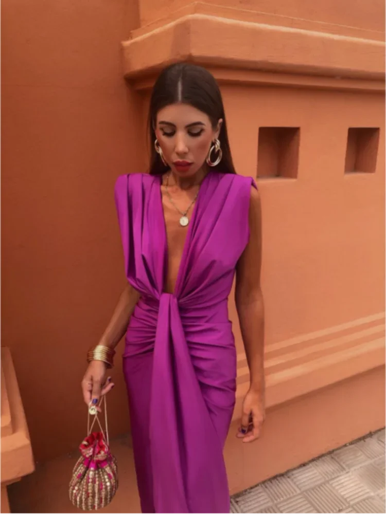 Amy | Women's V-Neck Midi Dress