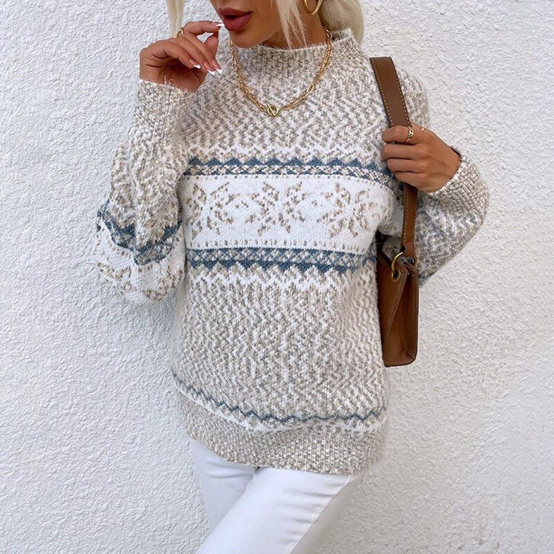 Angela | Women's Fair Isle Crew Neck Long Sleeve Sweater