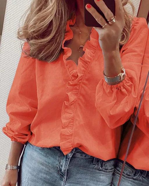 Brenda | Women's Ruffle Long Sleeve Blouse