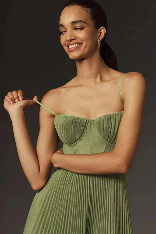 Brianna | Women's Sleeveless Pleated Midi Dress