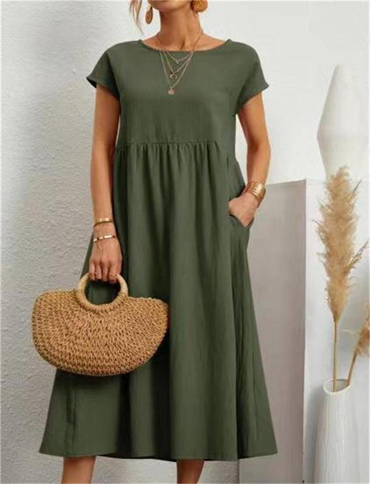 Casey | Women's Short Sleeve A-Line Midi Dress