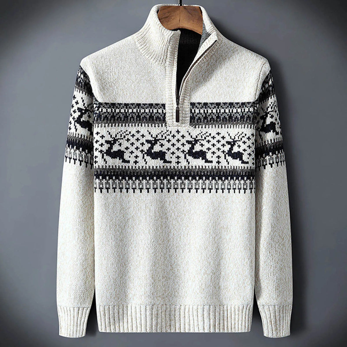 Douglas | Men's Quarter Zip Patterned Sweater