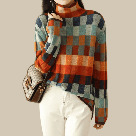 Greta | Women's Turtleneck Color Block Sweater