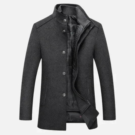 Jed | Men's Mid-Length Stand Collar Overcoat