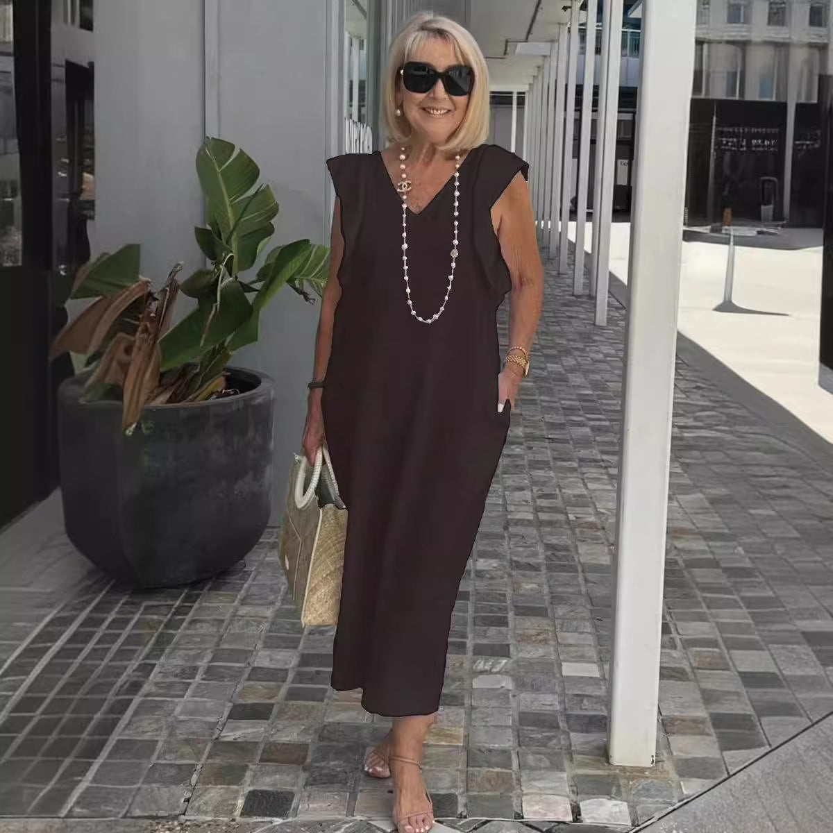 Karen | Women's Sleeveless A-Line Midi Dress