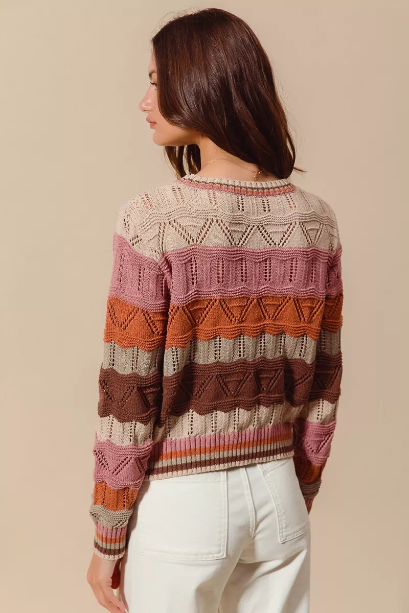 Kathy | Women's Long Sleeve Striped Sweater