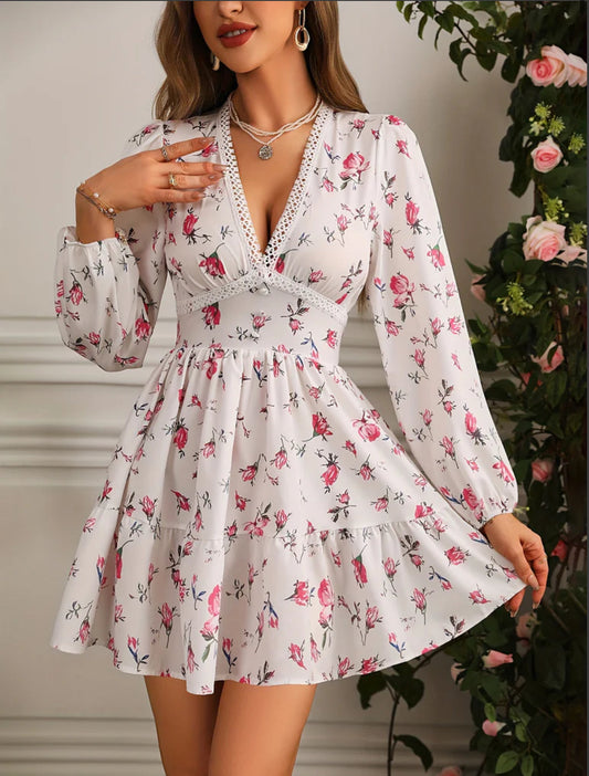 Kelsey | Women's V-Neck A-Line Mini Dress