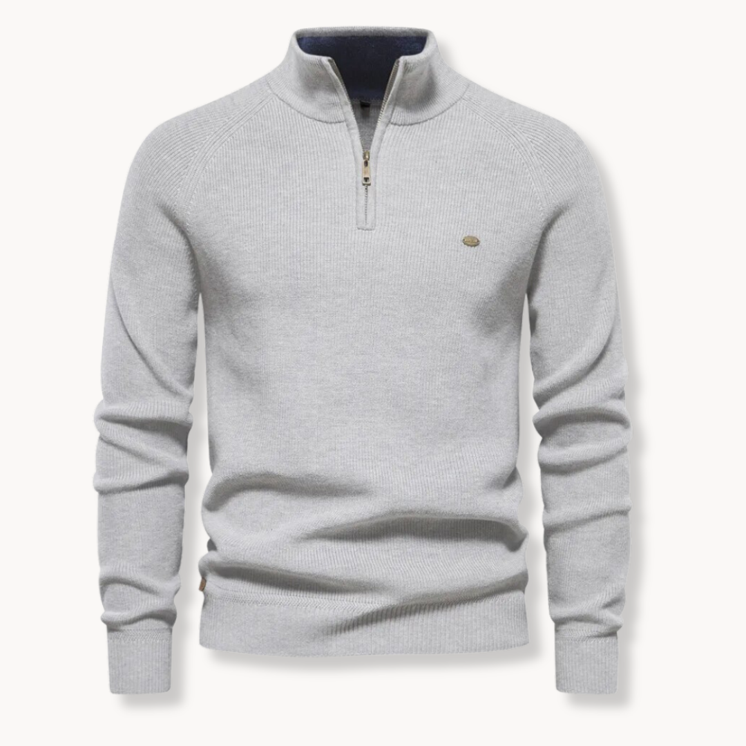 Landon | Men's Quarter Zip Ribbed Knit Sweater