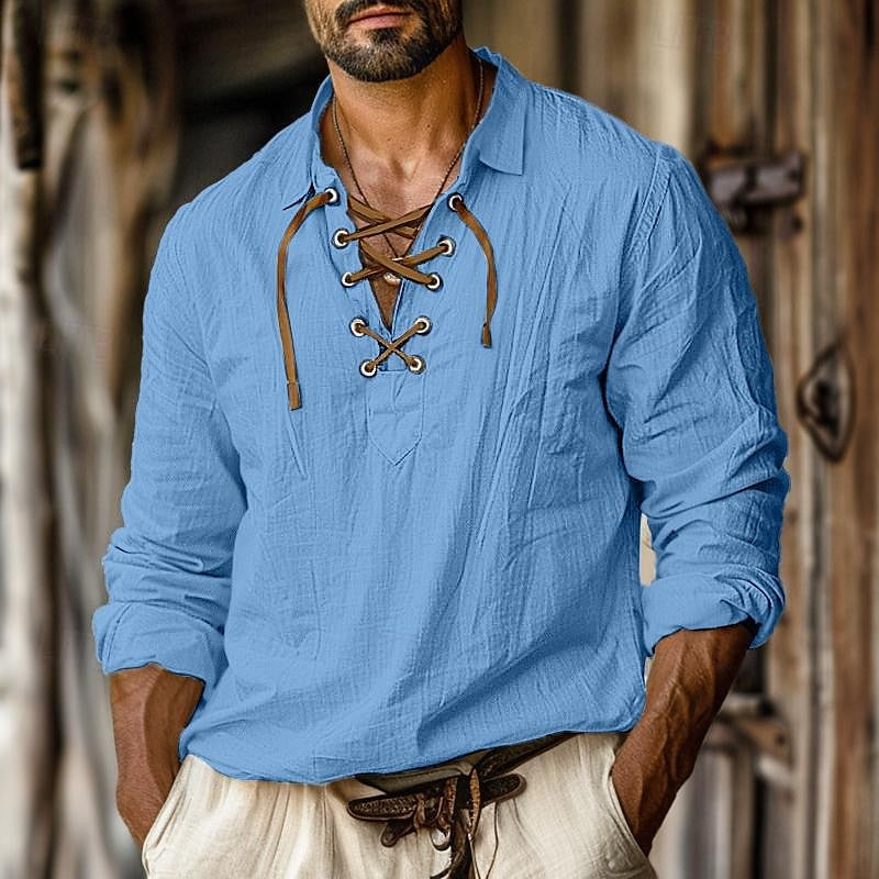 Logan | Men's Lace-Up Long Sleeve Shirt