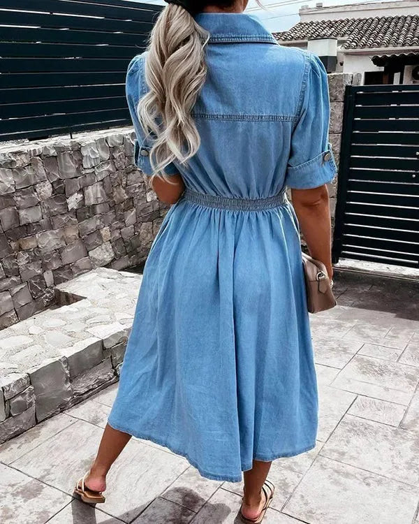 Margaret | Women's Button-Down Denim Midi Dress