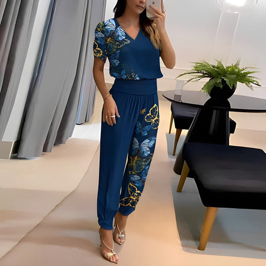 Martha | Women's V-Neck Relaxed Fit Two-Piece Set