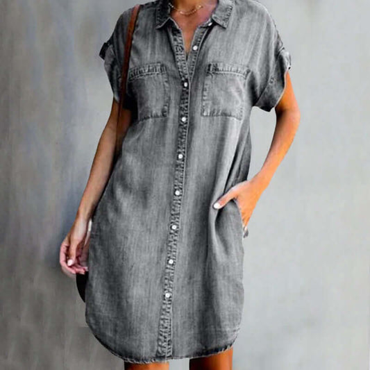 Maureen | Women's Button-Down Denim Mini Dress