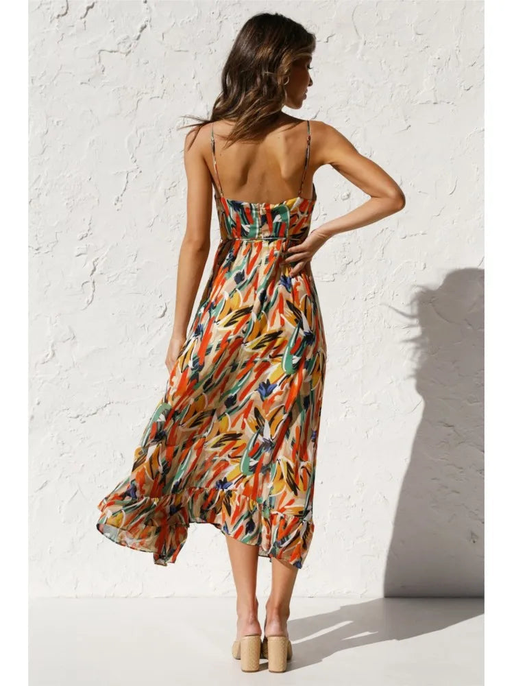 Melissa | Women's V-Neck A-Line Midi Dress