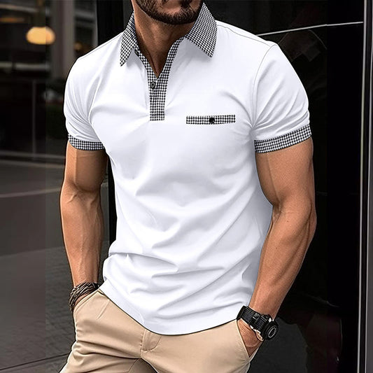 Men's Short Sleeve Houndstooth Polo Shirt