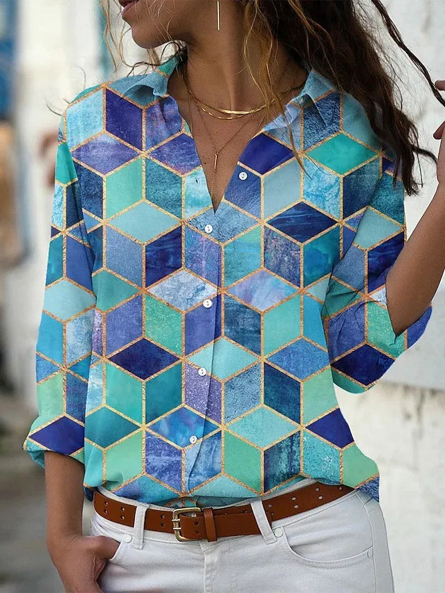 Nancy | Women's Button-Down Printed Blouse