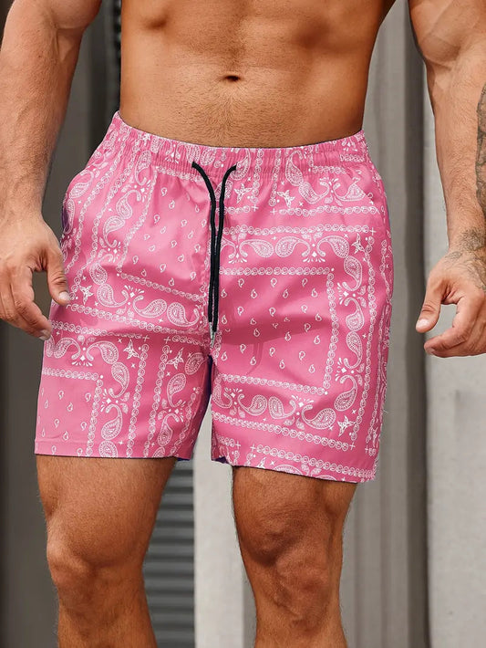 Nevin | Men's Patterned Drawstring Casual Shorts
