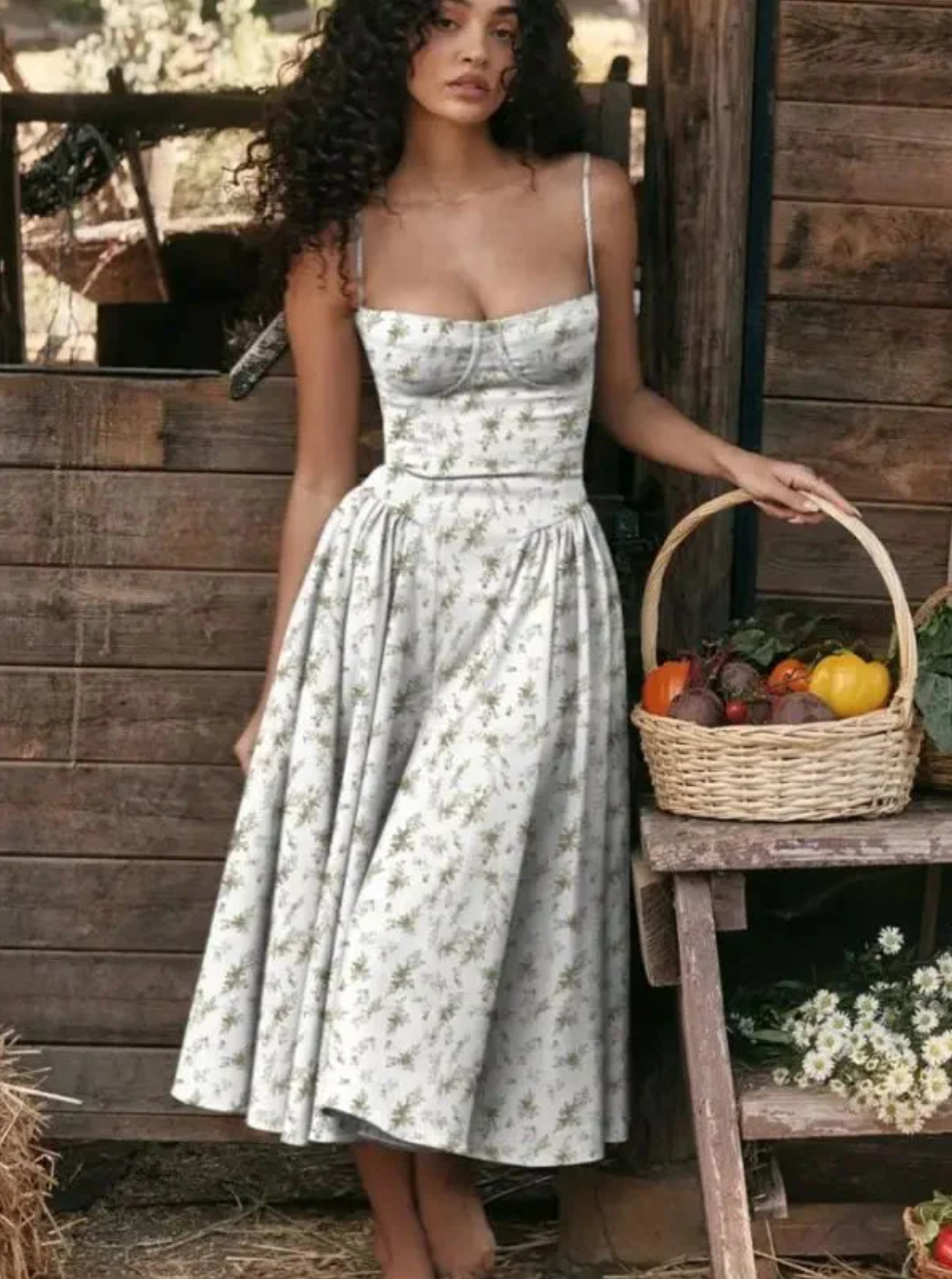 Patricia | Women's Spaghetti Strap A-Line Midi Dress