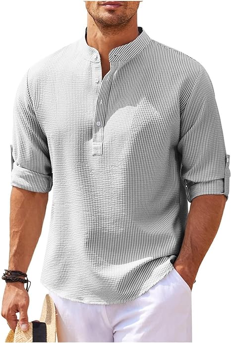 Reece | Men's Grandad Collar Casual Shirt