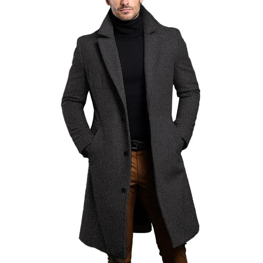 Reggie | Men's Long Coat with Notched Lapel