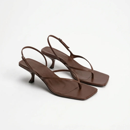 Retro Square Toe Kitten Heel Sandals