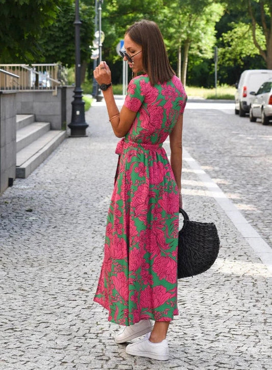 Sabrina | Women's V-Neck Wrap Midi Dress