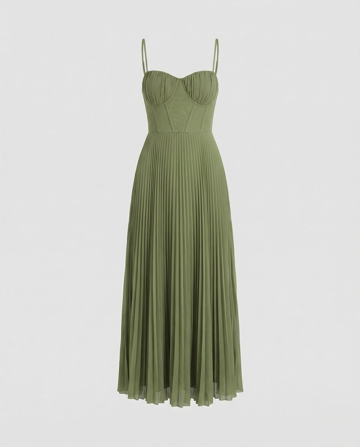 Sleeveless Midi Dress with Pleated Tulle Bustier