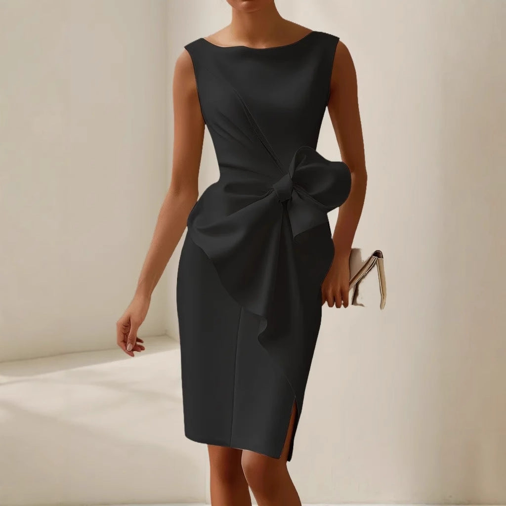 Sleeveless Ribbon Waist Dress