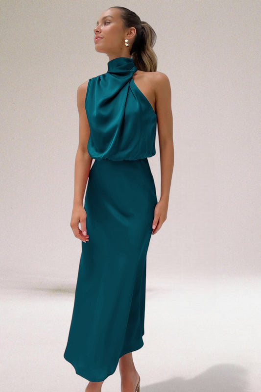Tammy | Women's Sleeveless Halter Midi Dress