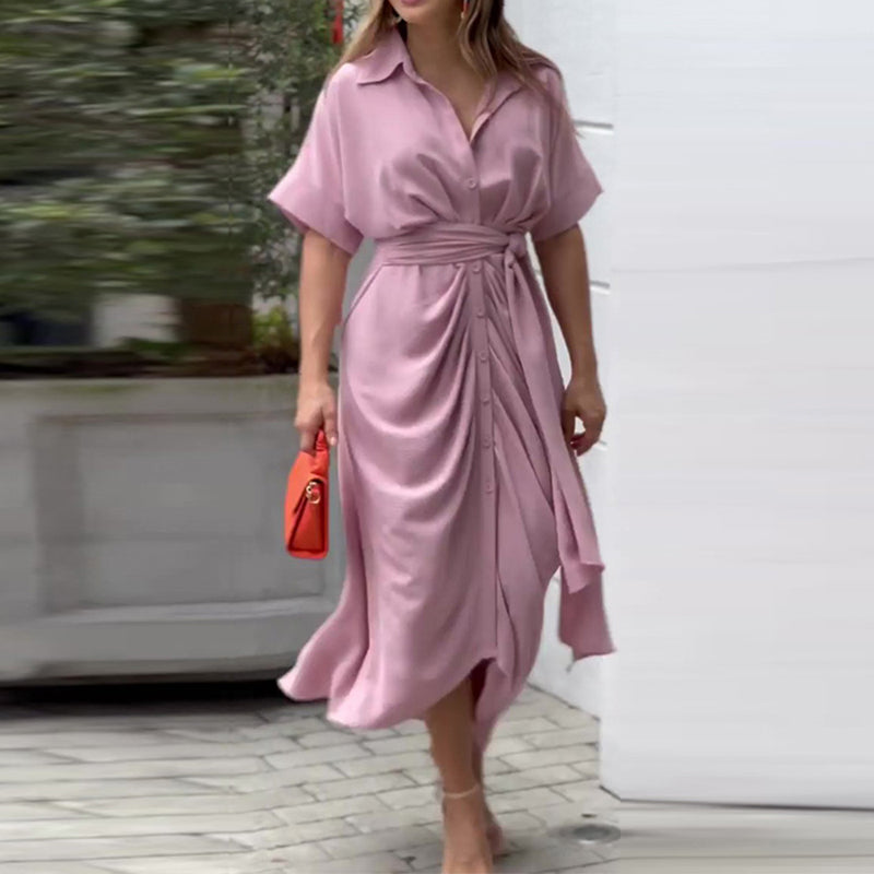 Veronica | Women's Tie Waist Midi Shirt Dress