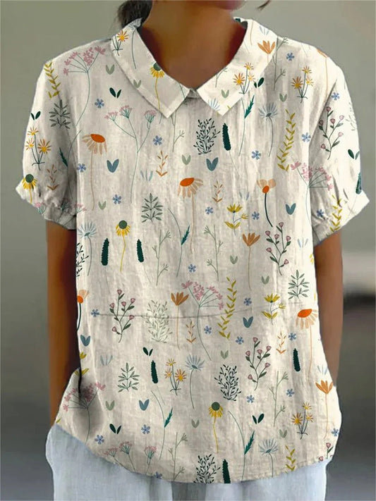 Women's Blouse with Delicate Floral Pattern, Soft Pastel Shades & Airy Fabric