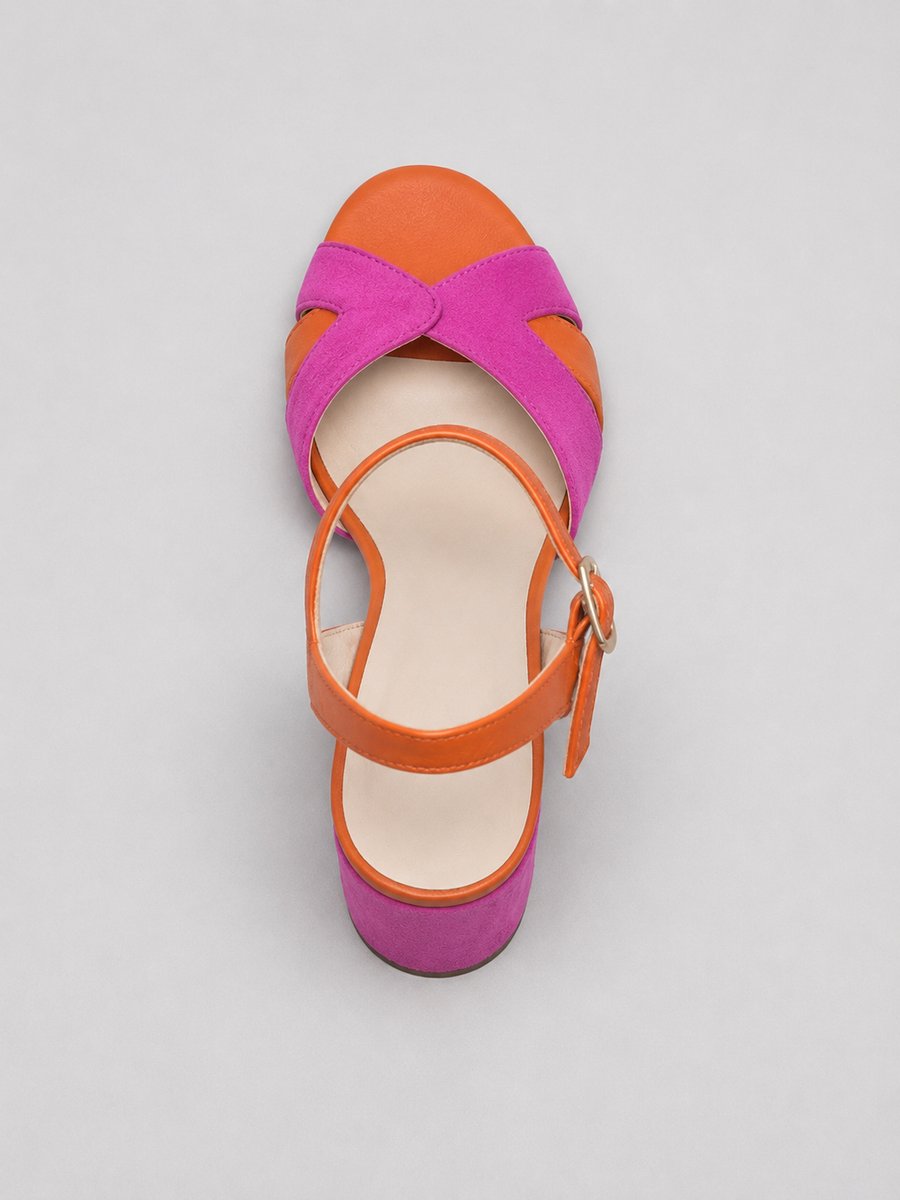 Women's Color-Block Open-Toe Block Heel Sandals