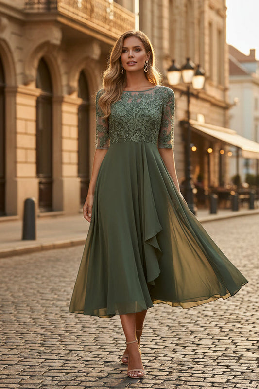 Women's Elegant Half-Sleeve Evening Dress