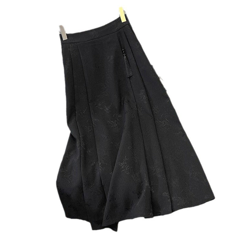 Women's Elegant Midi Skirt in Textured Fabric with Flowing Cut