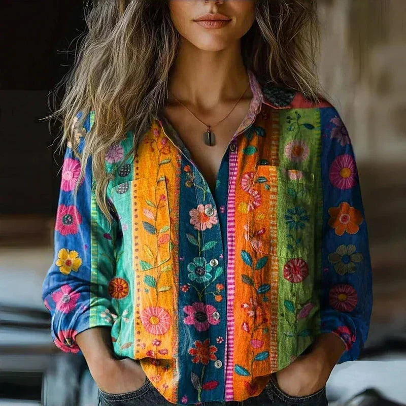 Women's Relaxed Bohemian Print Blouse