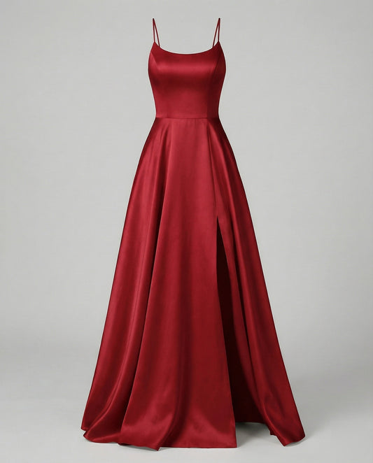 Women's Spaghetti Strap Gala Maxi Dress with Thigh Slit
