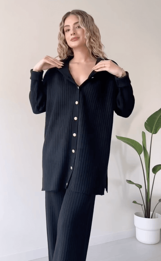 Women's Striped Jacquard Knit Two-Piece Set