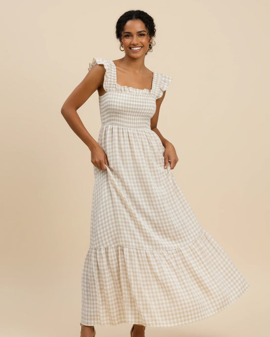 Women's Gingham Maxi Dress