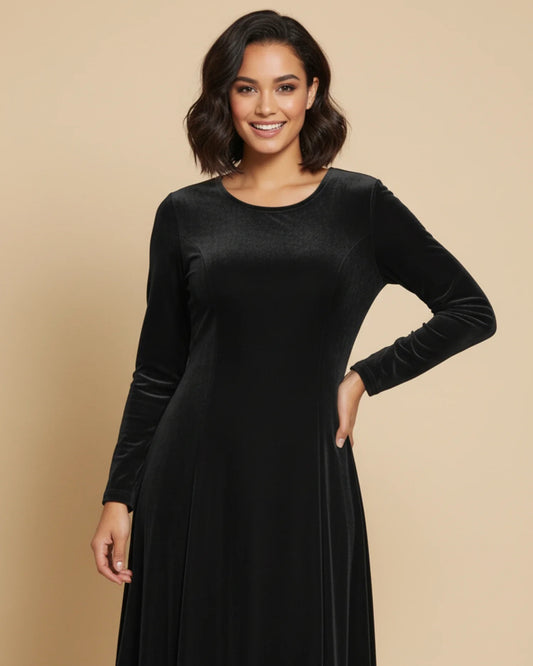 Women's Long Sleeve A-Line Maxi Dress