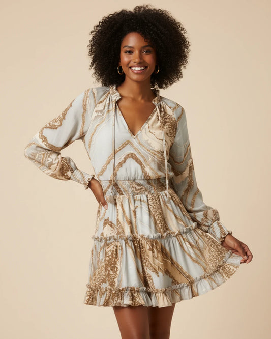 Women's Long Sleeve Floral Mini Dress