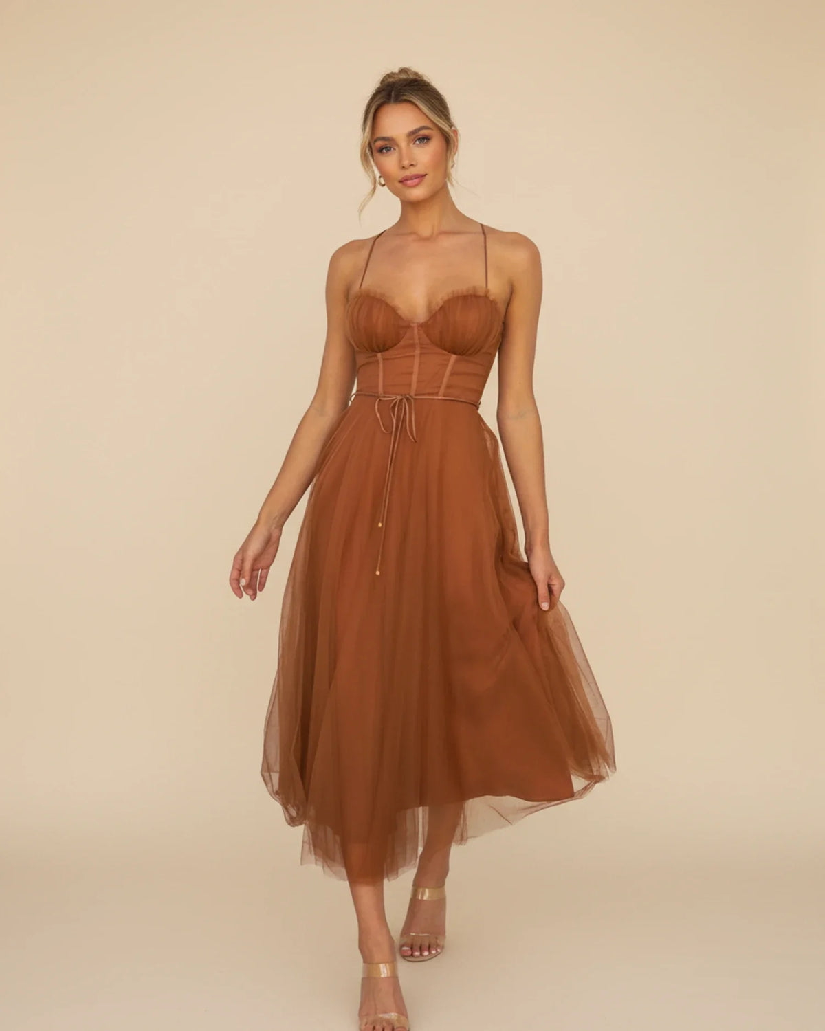 Women's Spaghetti Strap A-Line Midi Dress