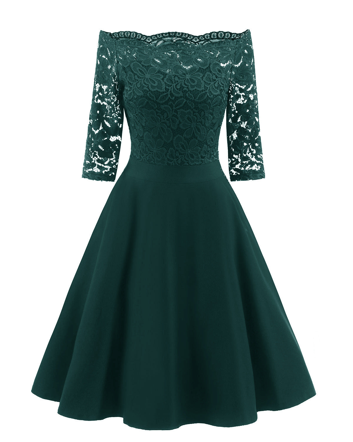 Women's 3/4 Sleeve A-Line Midi Dress