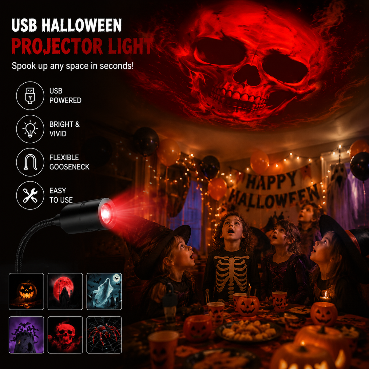 360° Rotating Night Light Projector