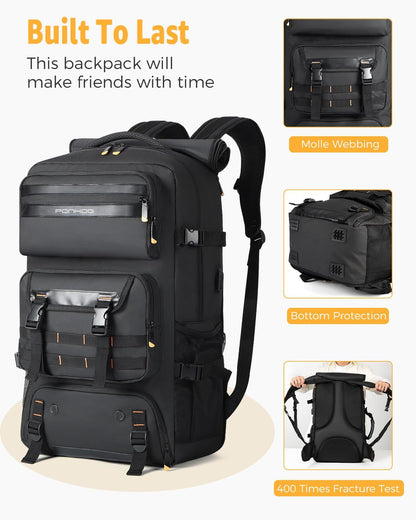50L Airline-Approved Travel Backpack with Shoe Compartment and Fold-Away Carry Straps