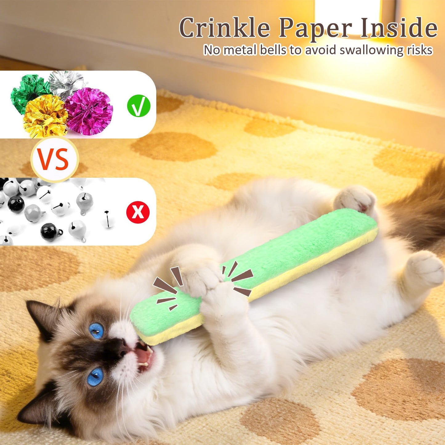 Retro Shaw Refillable Catnip Kicker Pillow with Crinkle Sound