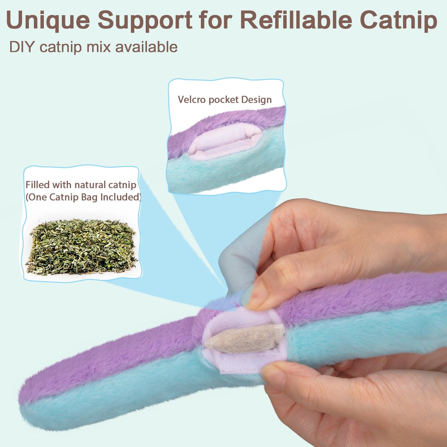 Retro Shaw Refillable Catnip Kicker Pillow with Crinkle Sound