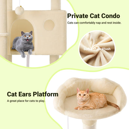 Allewie 64" Multi-Level Cat Tree Tower with Condos & Scratching Posts