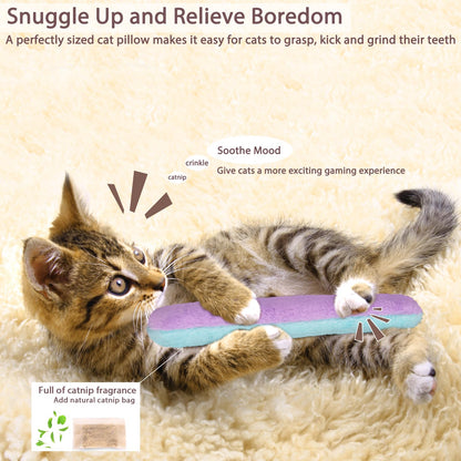 Retro Shaw Refillable Catnip Kicker Pillow with Crinkle Sound
