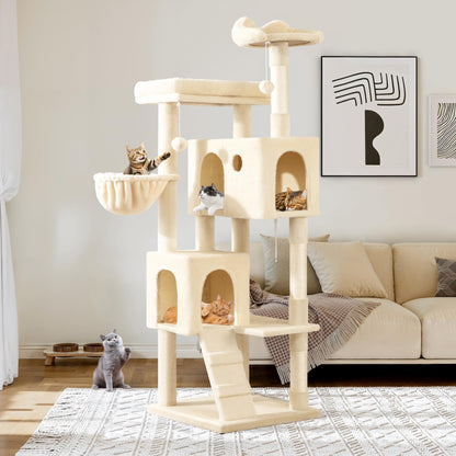 Allewie 64" Multi-Level Cat Tree Tower with Condos & Scratching Posts