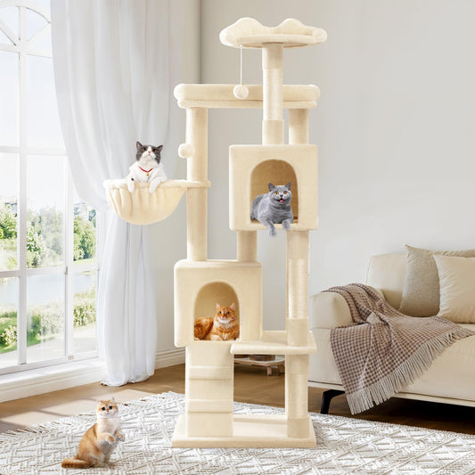Allewie 64" Multi-Level Cat Tree Tower with Condos & Scratching Posts