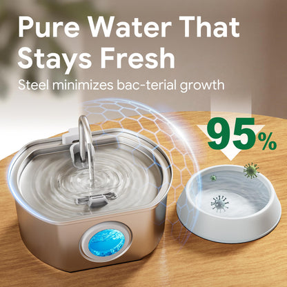 Stainless Steel Cat Water Fountain, 108oz/3.2L